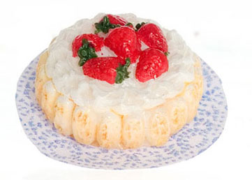 Dollhouse Miniature Lady Finger Strawberry Cake, 2Pc